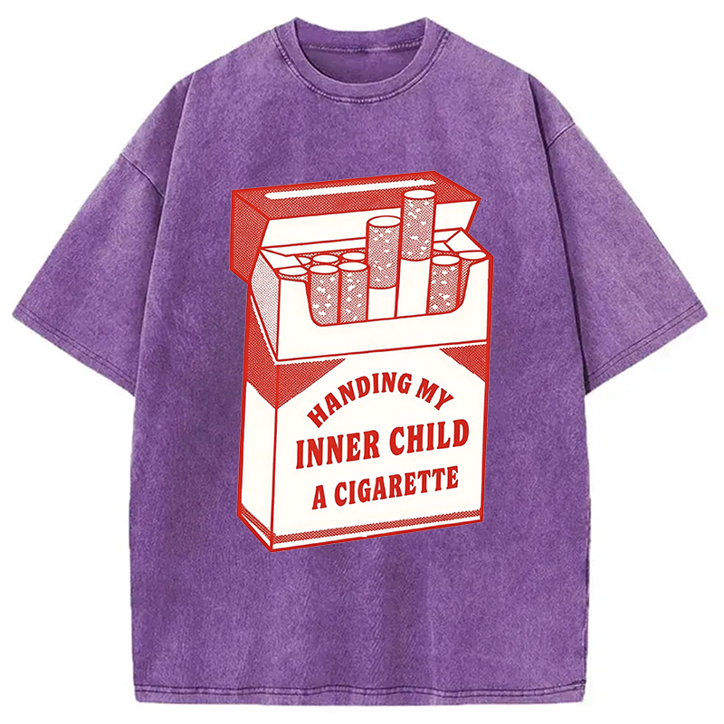 Modecanvas Inner Child Cigarette DTG Printing Washed T-Shirt