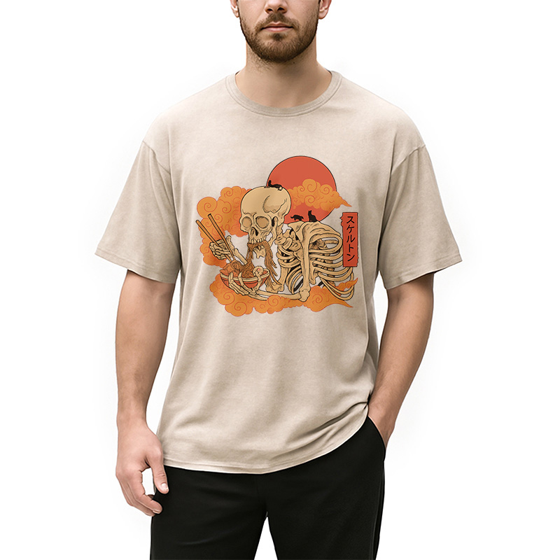 Modecanvas Yokai Ramen and Cats Washed T-Shirt