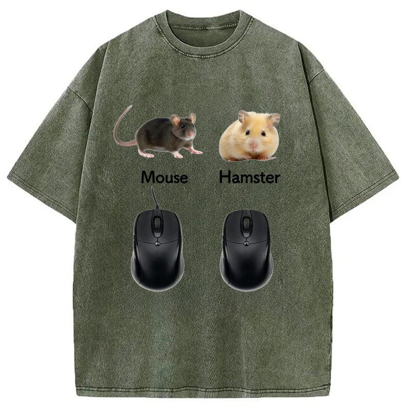 Modecanvas Mouse Hamster Meme Washed T-Shirt