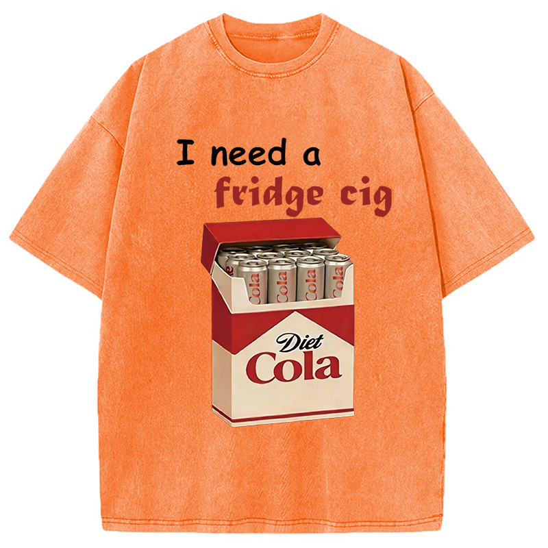 Modecanvas I Need A Fridge Cig Washed T-Shirt-modecanvas
