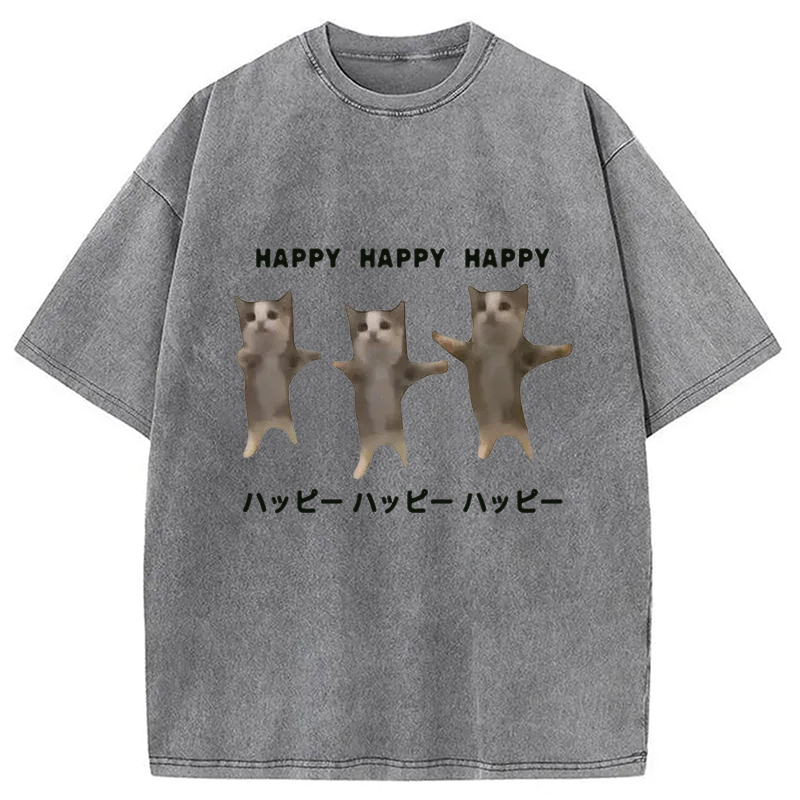 Modecanvas Dancing Cats Washed T-Shirt