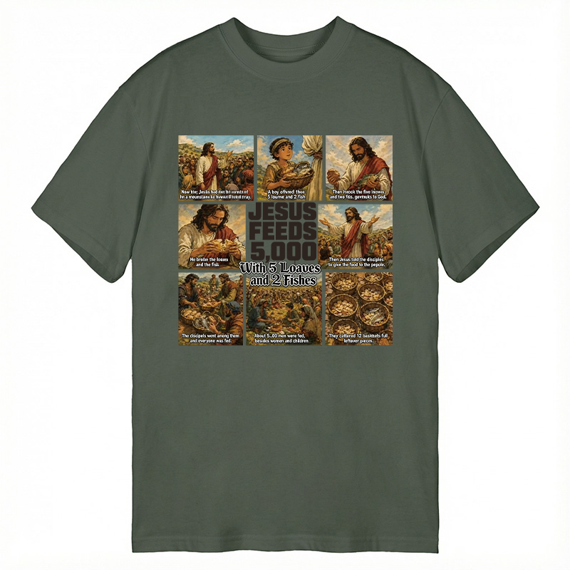Modecanvas Jesus Feeds 5000 DTG Printing Classic T-Shirt-modecanvas