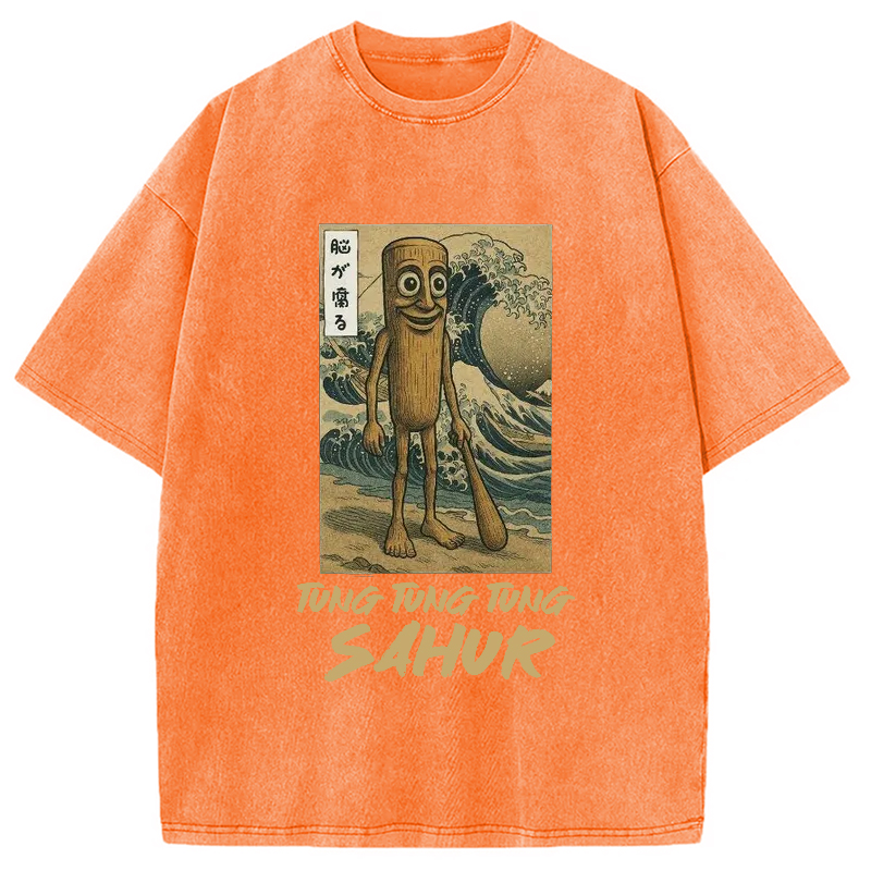Modecanvas Tung Tung Tung Sahur Brainrot Washed T-Shirt-modecanvas