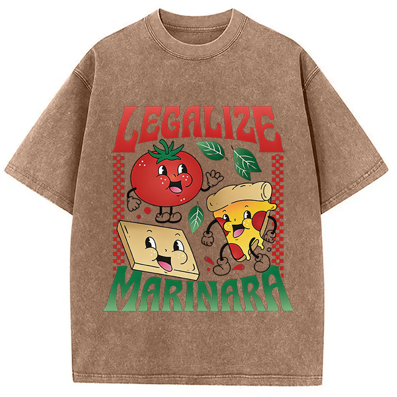 Modecanvas Funny Legalize Marinara DTG Printing Washed T-Shirt