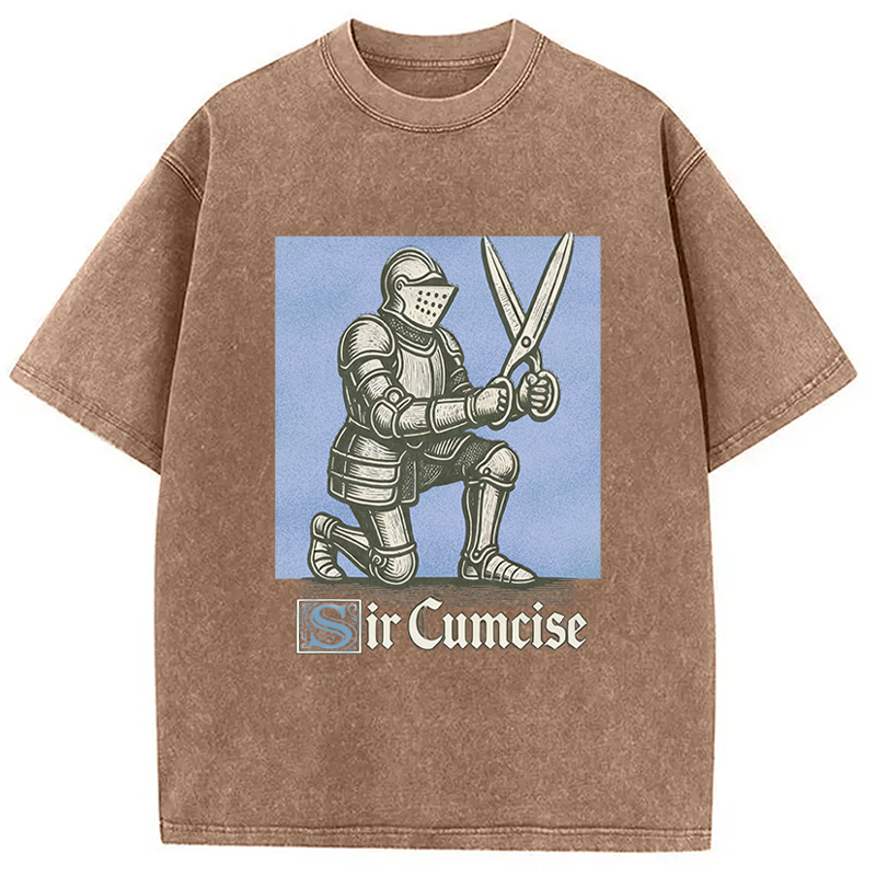 Modecanvas Funny Knight Meme DTG Printing Washed T-Shirt