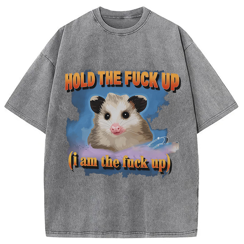 Modecanvas Hold The Possum Up DTG Printing Washed T-Shirt
