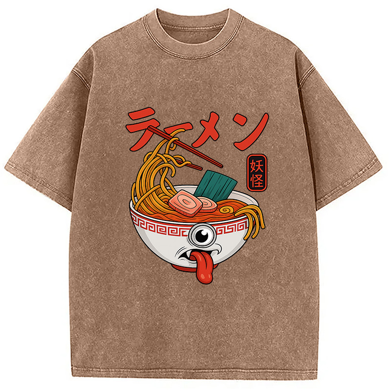 Modecanvas Yokai Ramen Japanese Washed T-Shirt