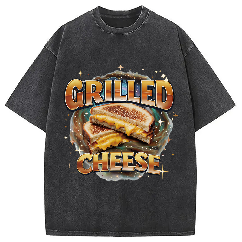 Modecanvas Grilled Cheese DTG Printing Washed T-Shirt