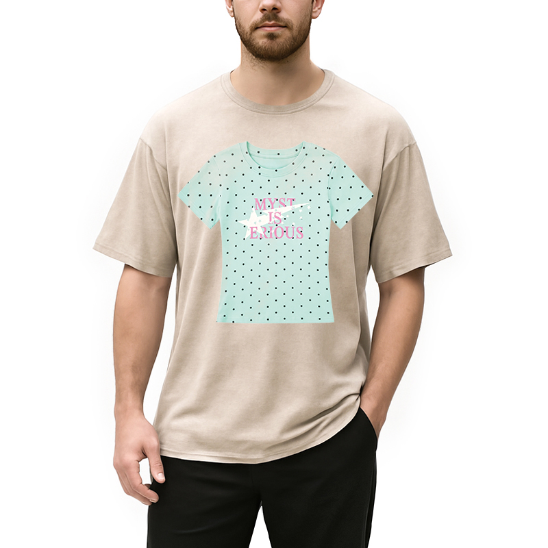 Modecanvas Mint Polka Dot Shirt Of DTG Printing Washed T-Shirt