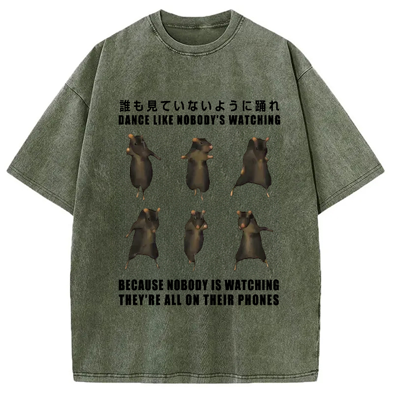 Modecanvas Mouse Entertaining Himself Washed T-Shirt