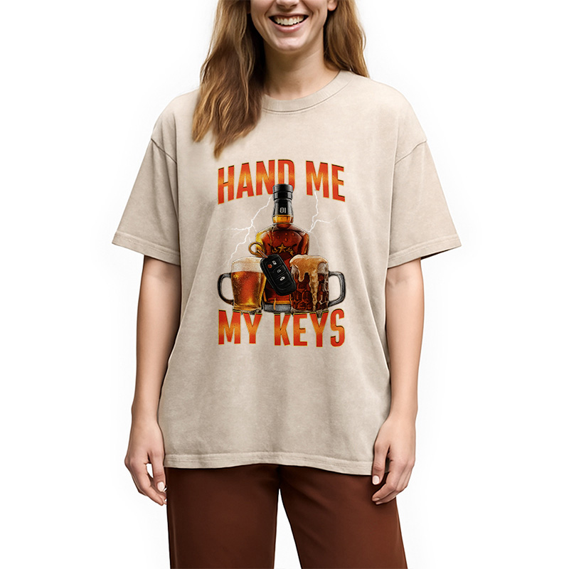 Modecanvas Hand Me The Keys Meme Washed T-Shirt