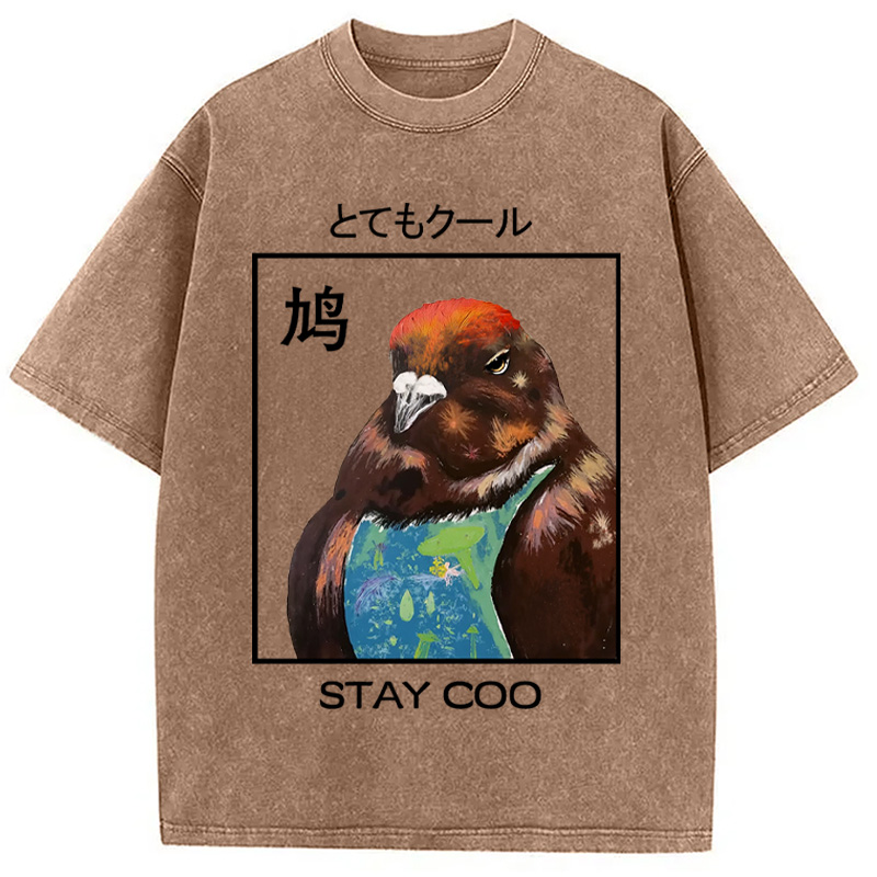 Modecanvas Stay Cool Pigeon Washed T-Shirt