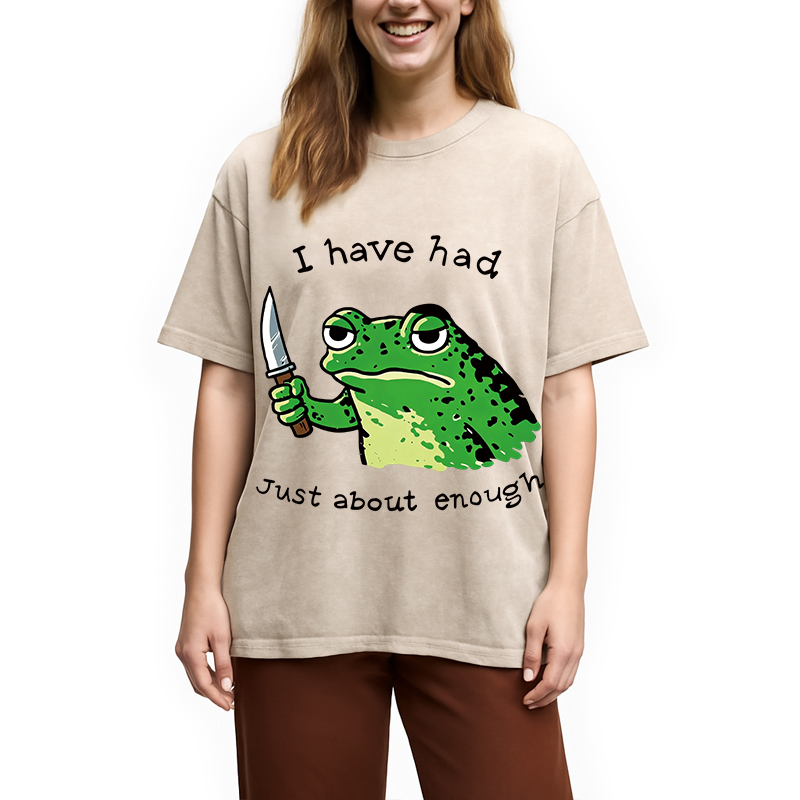 Modecanvas Impatient Frog DTG Printing Washed T-Shirt