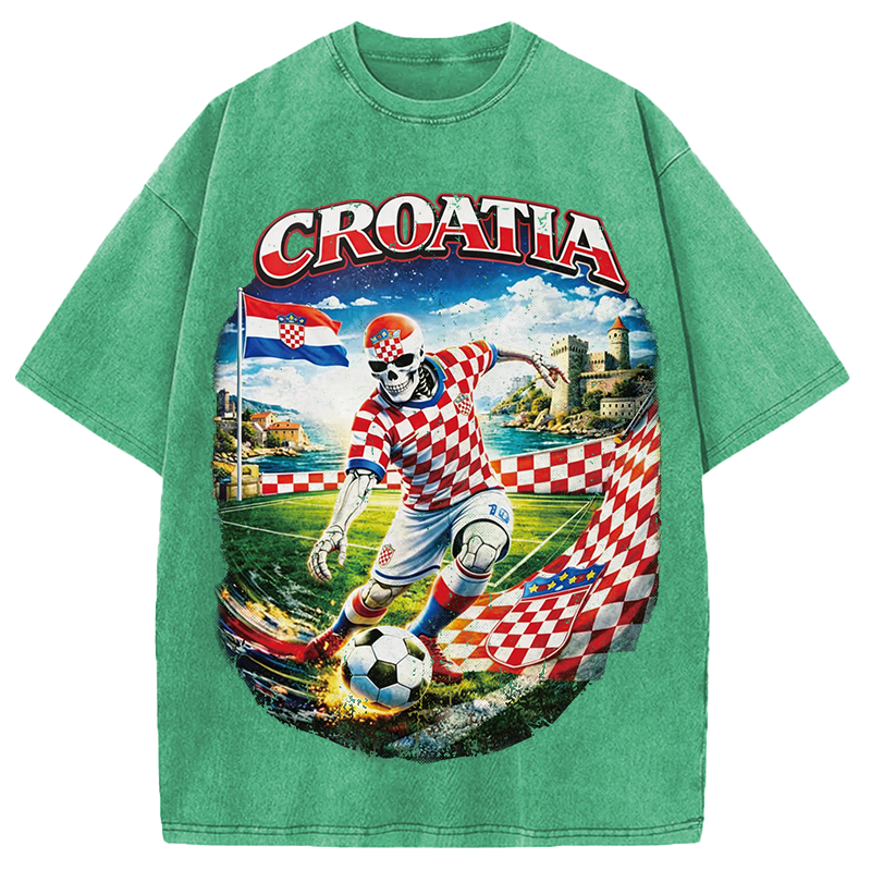 Modecanvas Croatia Soccer DTG Printing Washed T-Shirt