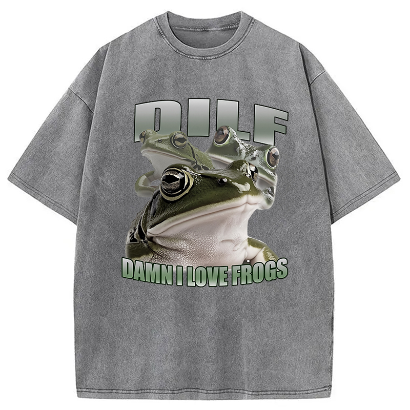 Modecanvas Damn I Love Frogs Washed T-Shirt