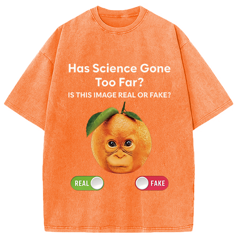 Modecanvas Has Science Gone Too Far Orange Monkey DTG Printing Washed T-Shirt