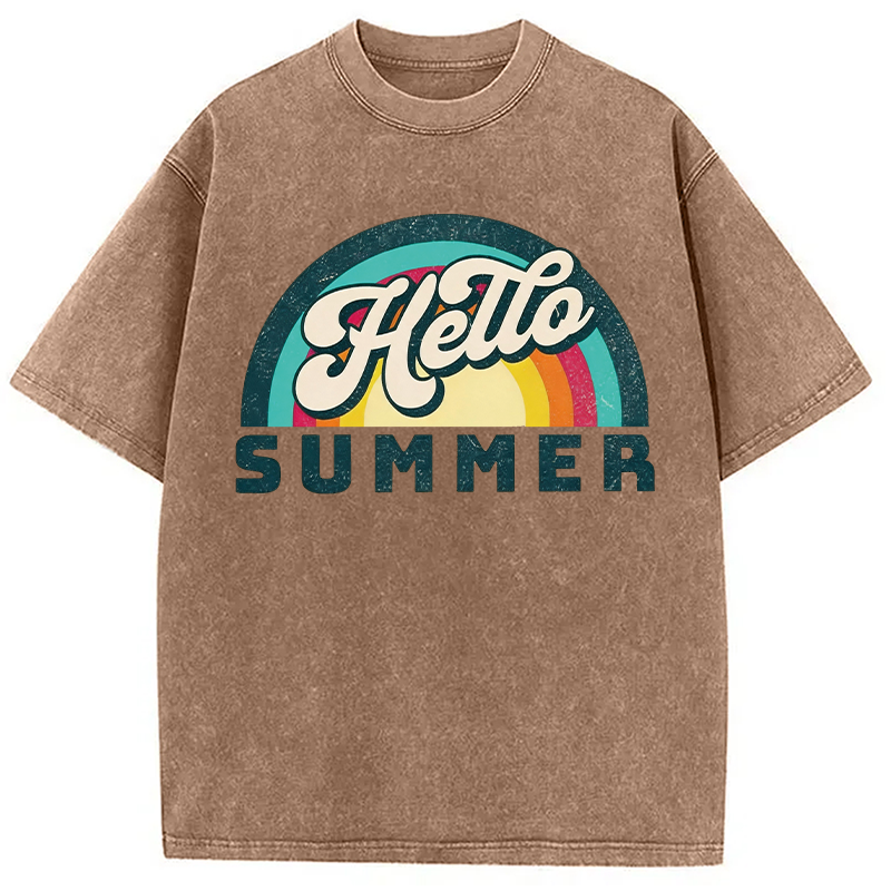 Modecanvas Hello Summer DTG Printing Washed T-Shirt