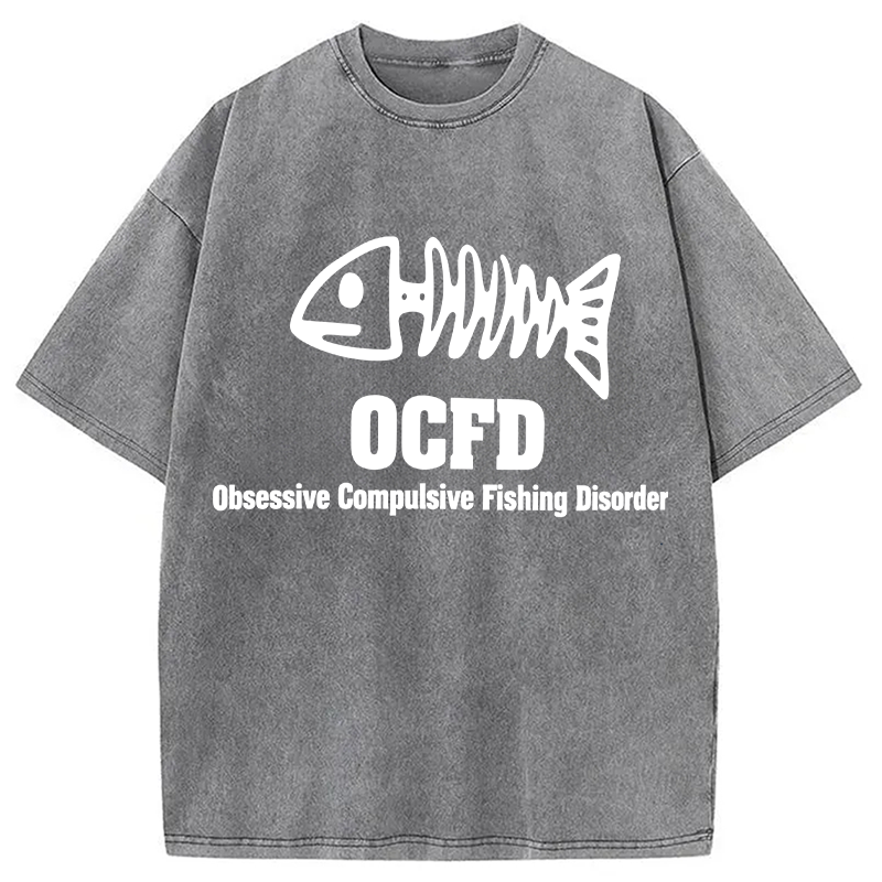 Modecanvas OCFD Funny Fishing DTG Printing Washed T-Shirt