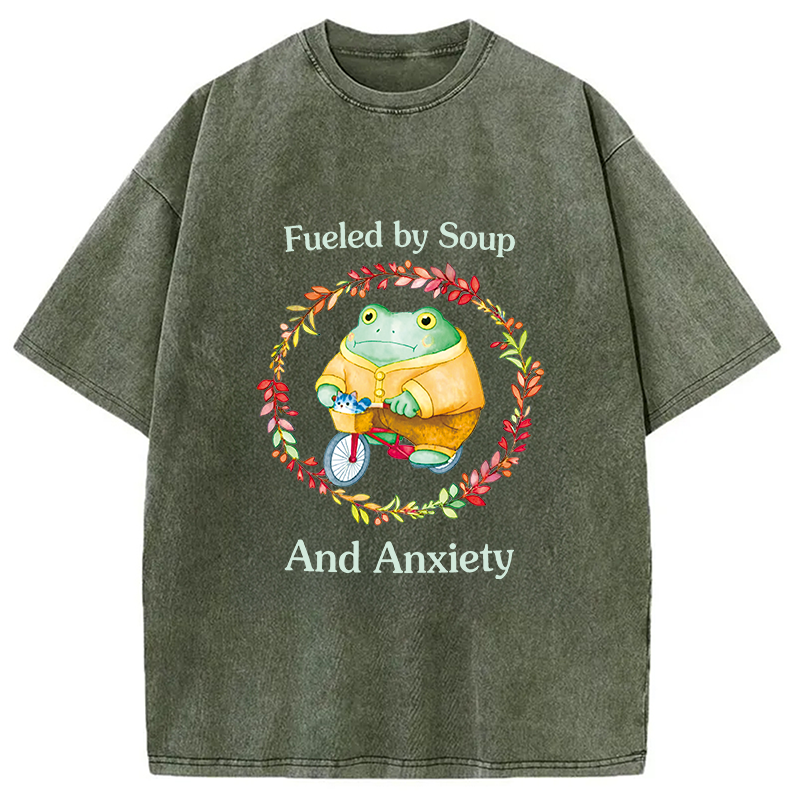 Modecanvas Soup And Anxiety DTG Printing Washed T-Shirt