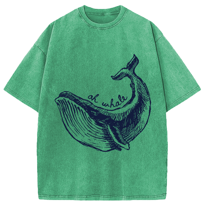 Modecanvas Ah Whale DTG Printing Washed T-Shirt