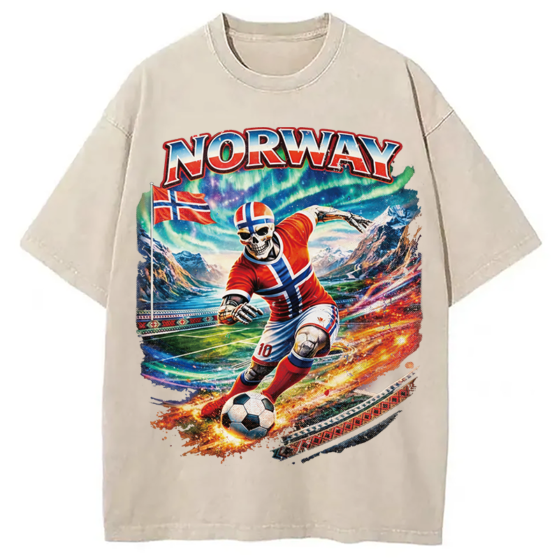 Modecanvas Northern Lights Football DTG Printing Washed T-Shirt