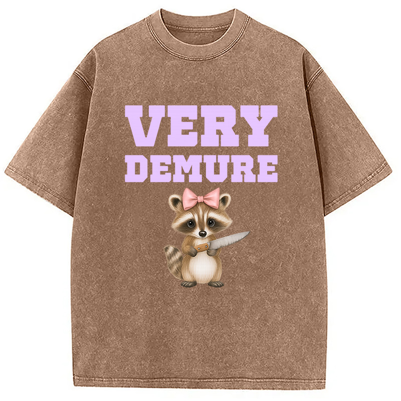 Modecanvas Very Demure Raccoon Washed T-Shirt