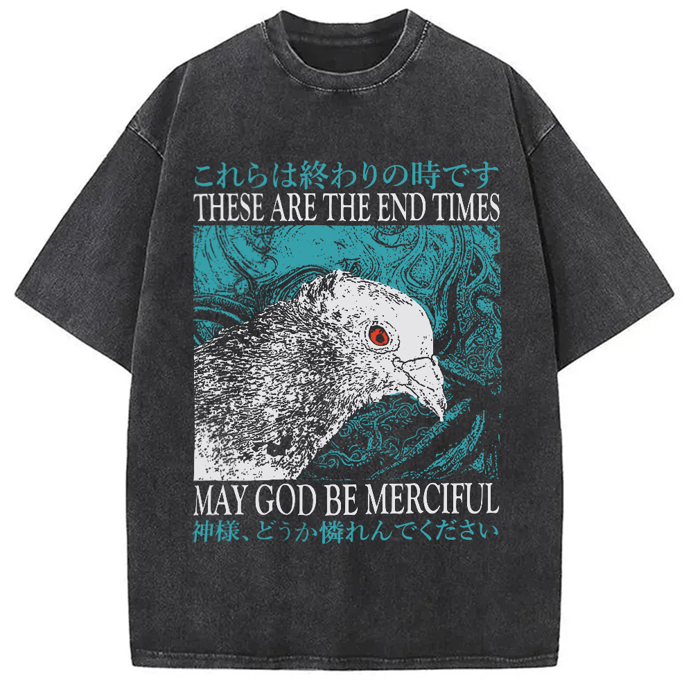 Modecanvas End Times Pigeon Vintage Washed T-Shirt