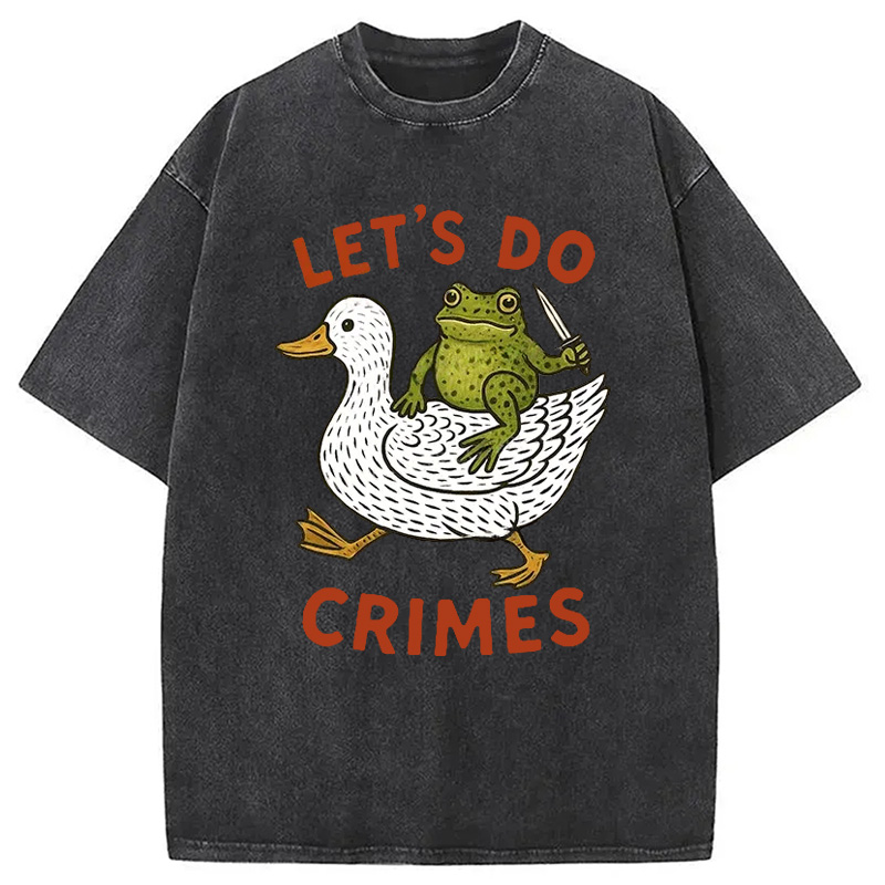 Modecanvas Frog Ready To Commit Crime Washed T-Shirt