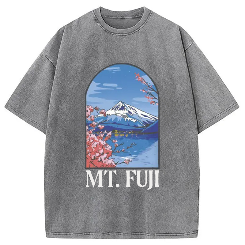 Modecanvas Mt. Fuji Cherry Blossom Japanese Washed T-Shirt