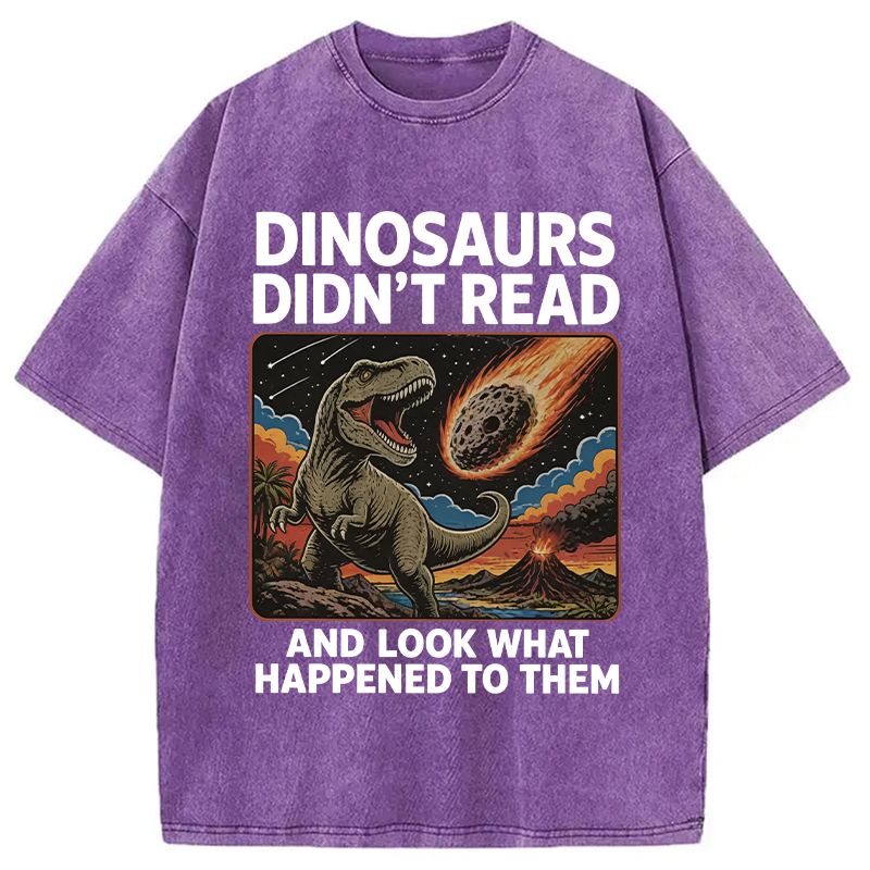 Modecanvas Dinosaurs Didn't Read DTG Printing Washed T-Shirt