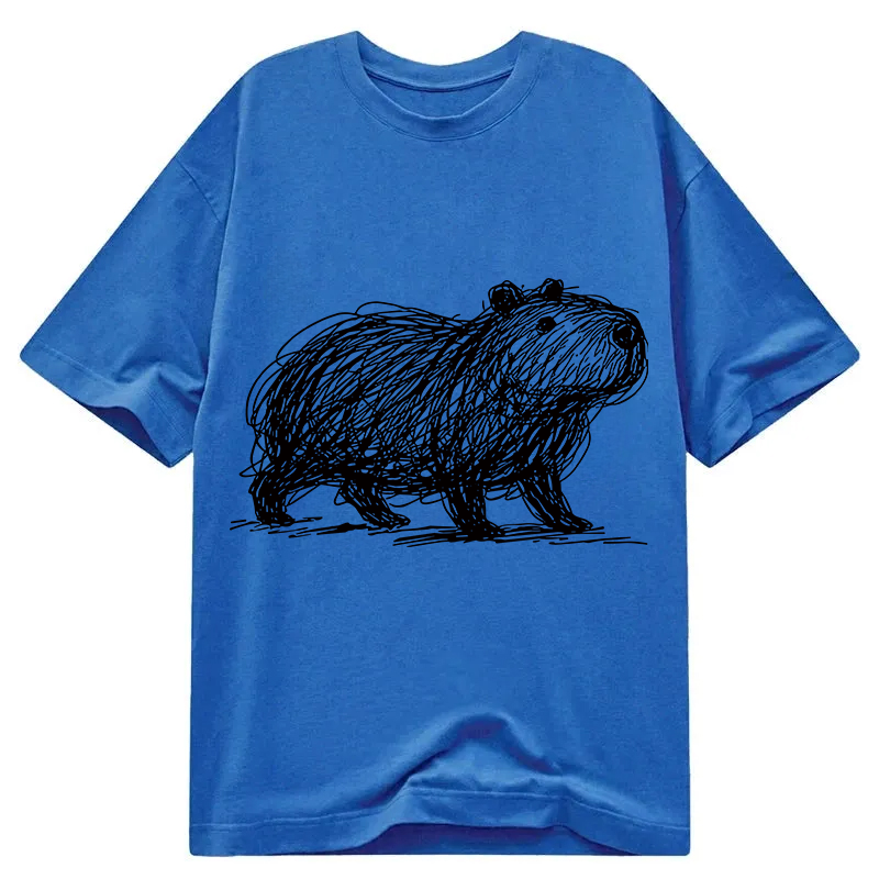 Modecanvas Minimalist Capybara DTG Printing Classic T-Shirt-modecanvas
