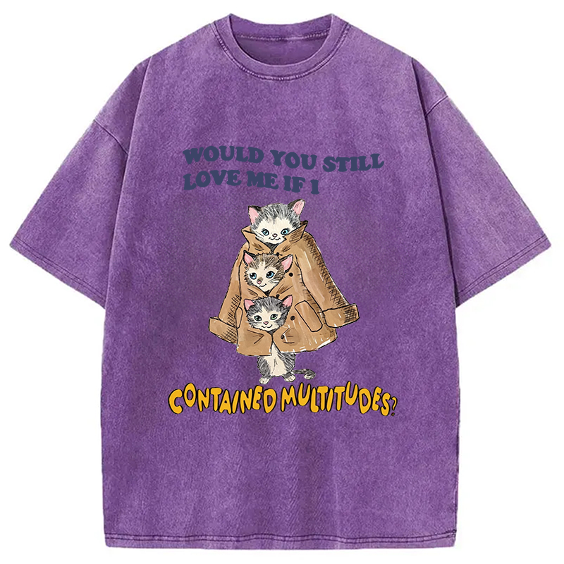 Modecanvas Would You Still Love Me If I Contained Multitudes DTG Printing Washed T-Shirt