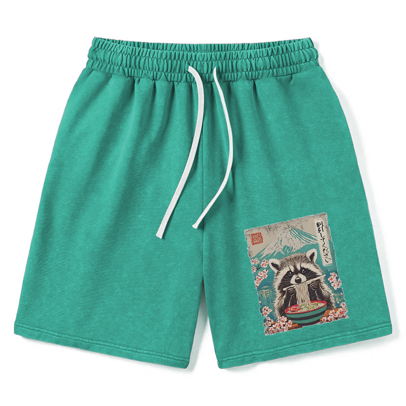 Modecanvas Please Give Raccoon A Discount Washed Short