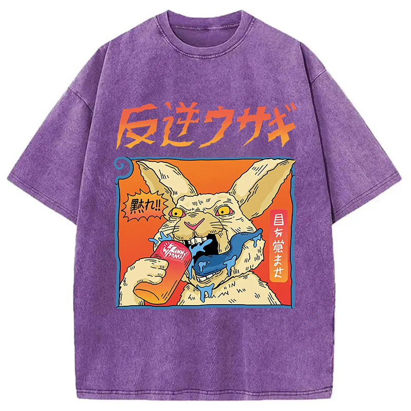 Modecanvas Rebellious Rabbit DTG Printing Washed T-Shirt