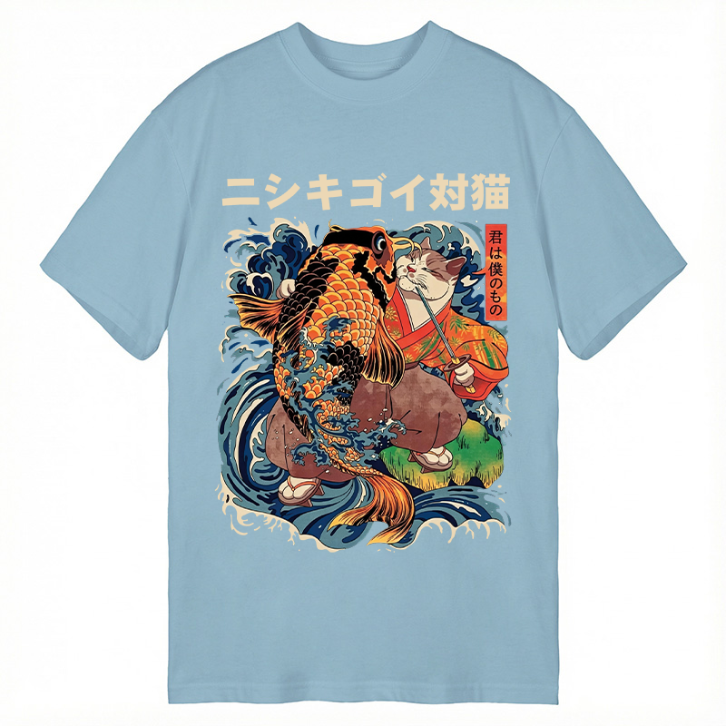 Modecanvas Koi vs. Cat DTG Printing Classic T-Shirt-modecanvas