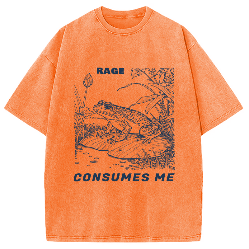 Modecanvas Rage Consumes Me Frog DTG Printing Washed T-Shirt
