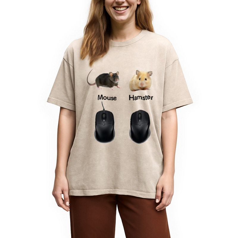 Modecanvas Mouse Hamster Meme Washed T-Shirt