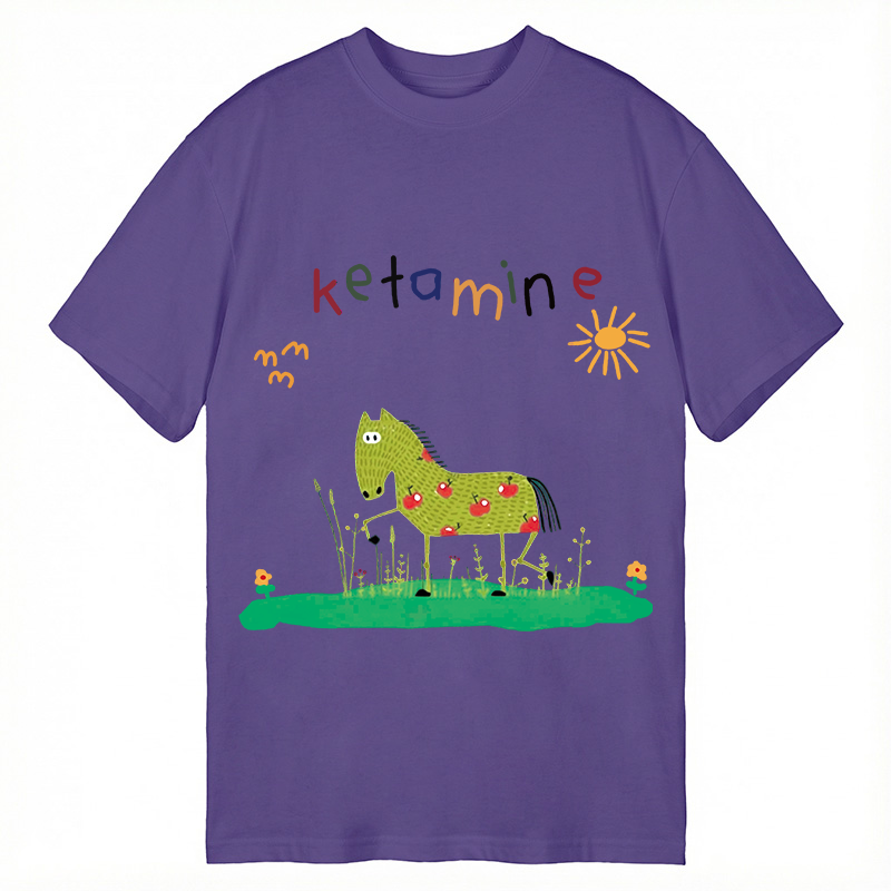 Modecanvas Funny Ketamine Horse DTG Printing Classic T-Shirt-modecanvas