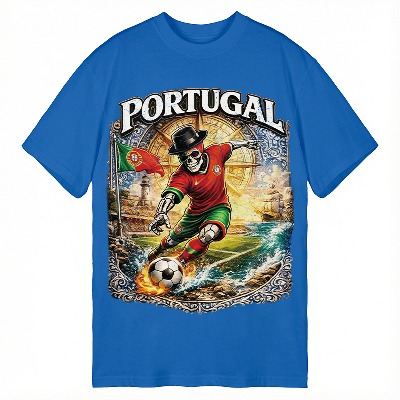 Modecanvas Portugal Soccer Skull DTG Printing Classic T-Shirt-modecanvas