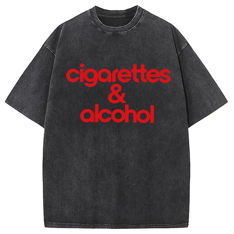 Modecanvas Cigarettes & Alcohol DTG Printing Washed T-Shirt