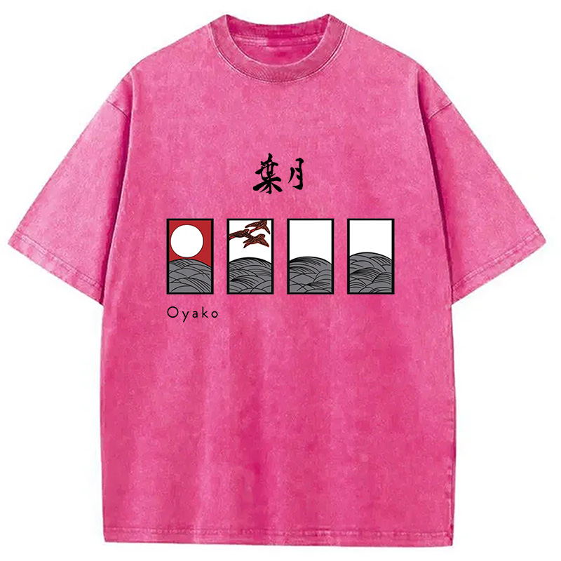 Modecanvas Hanafuda August Suite Japanese Washed T-Shirt