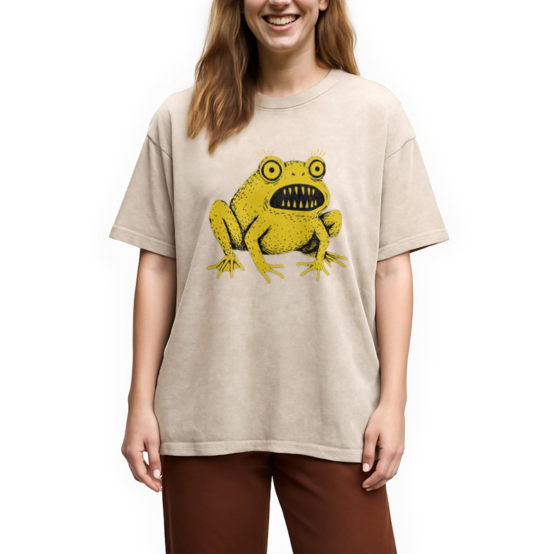 Modecanvas Horrible Japanese Frog Vintage Washed T-Shirt