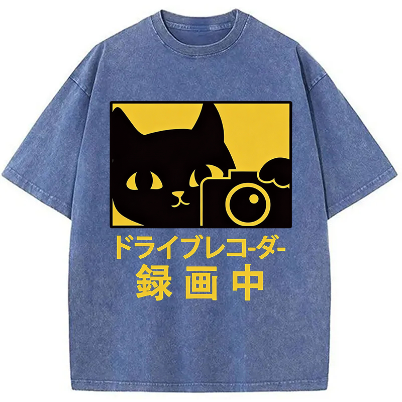 Modecanvas Cat Camera Washed T-Shirt