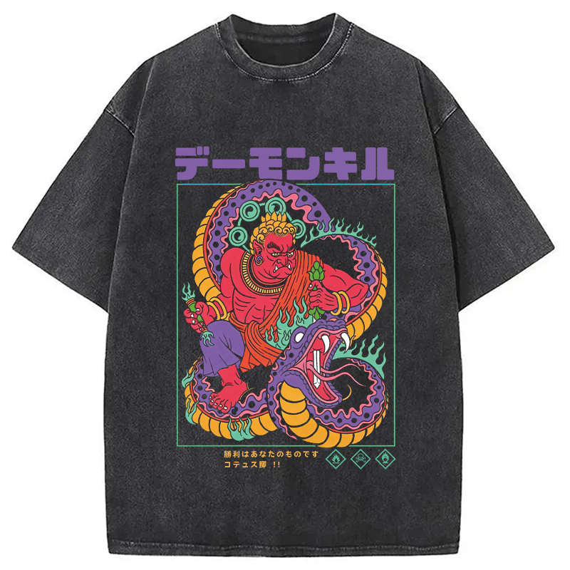 Modecanvas Demon Kill DTG Printing Washed T-Shirt