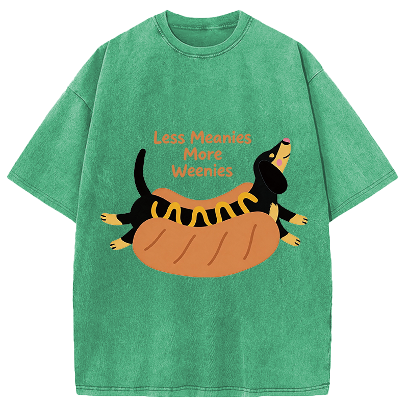 Modecanvas Positive Vibes Only With The Weenie Dog DTG Printing Washed T-Shirt