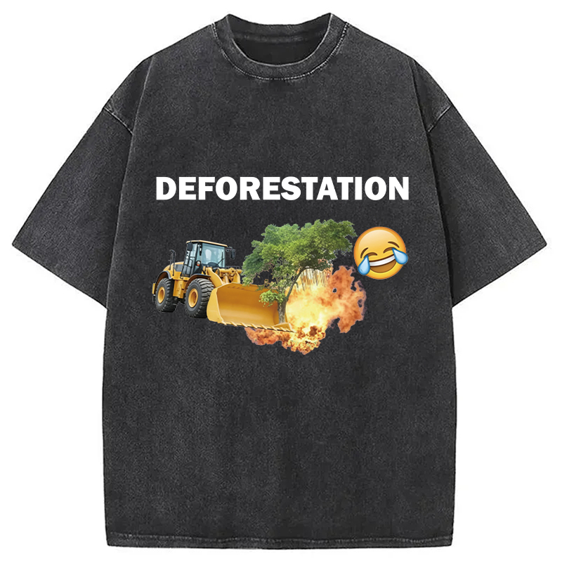 Modecanvas Deforestation DTG Printing Washed T-Shirt
