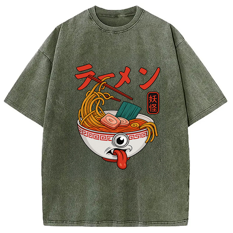 Modecanvas Yokai Ramen Japanese Washed T-Shirt
