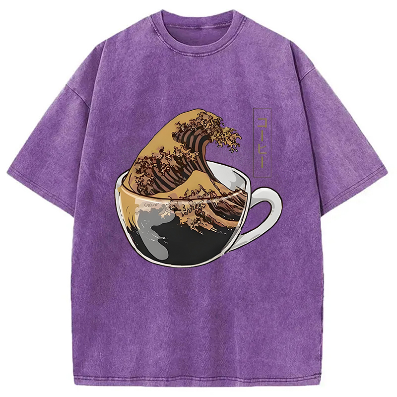 Modecanvas Coffee Wave Washed T-Shirt