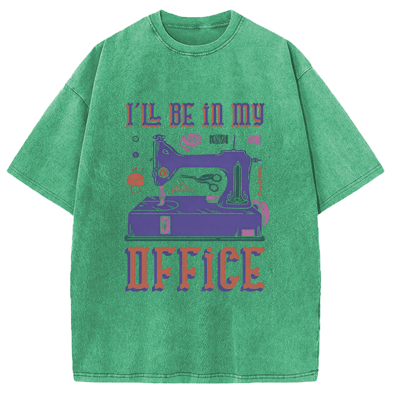 Modecanvas Funny Sewing Machine Seamstress Tailor DTG Printing Washed T-Shirt