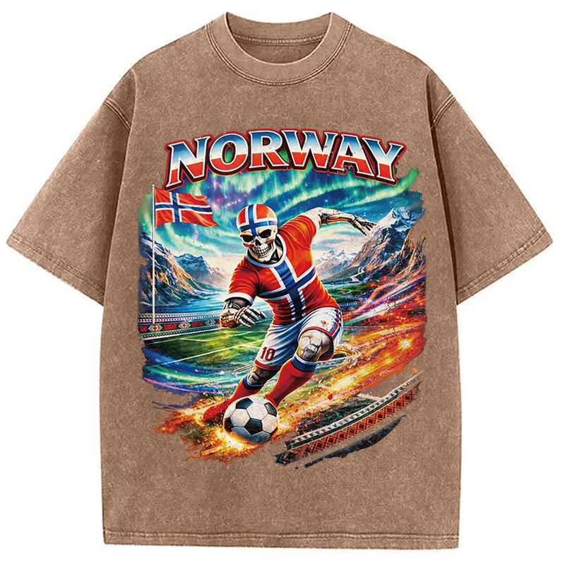 Modecanvas Northern Lights Football DTG Printing Washed T-Shirt